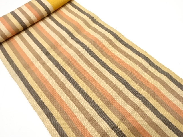 JAPANESE KIMONO / ANTIQUE BOLT FOR HASSUN OBI / WOVEN STRIPE